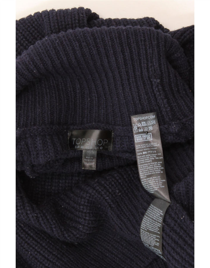 TOPSHOP Womens Oversized Roll Neck Jumper Sweater UK 10 Small Navy Blue Vintage Topshop and Second-Hand Topshop from Messina Hembry 