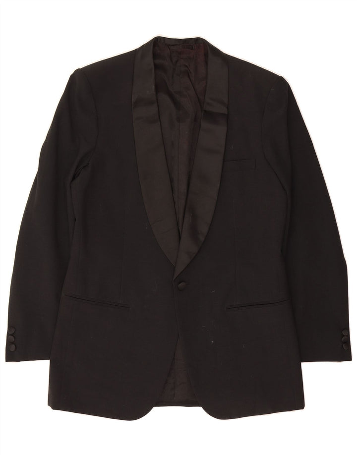 VINTAGE Mens 1 Button Blazer Jacket UK 38 Medium Black Vintage Vintage and Second-Hand Vintage from Messina Hembry 