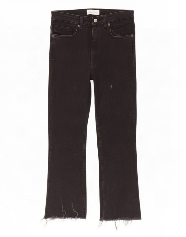 Zara Γυναικείο Crop Straight Jeans EU 38 Small W28 L25 Μαύρο βαμβακερό