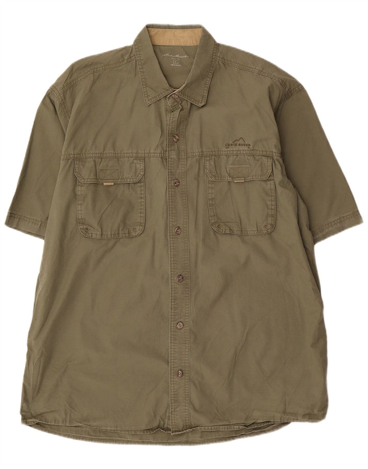 EDDIE BAUER Ανδρικό κοντομάνικο πουκάμισο μεγάλο χακί βαμβακερό