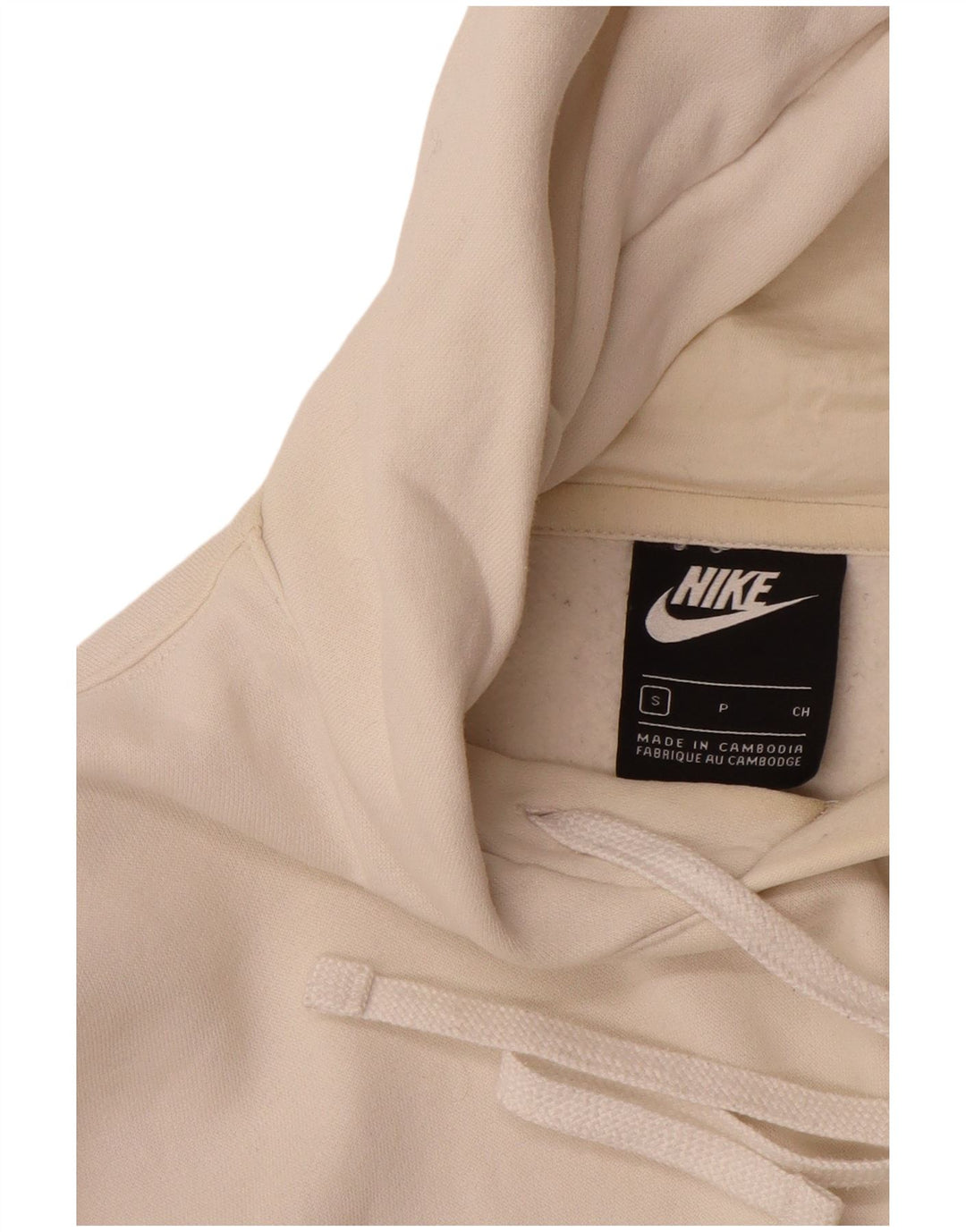 NIKE Mens Hoodie Jumper Small Off White Cotton