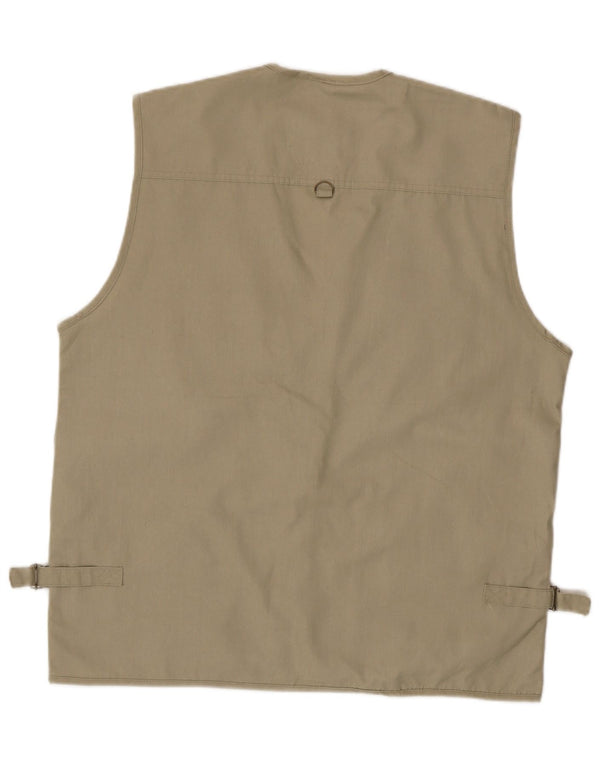 Vintage Mens Utility Gilet UK 42 XL Beige Polyester