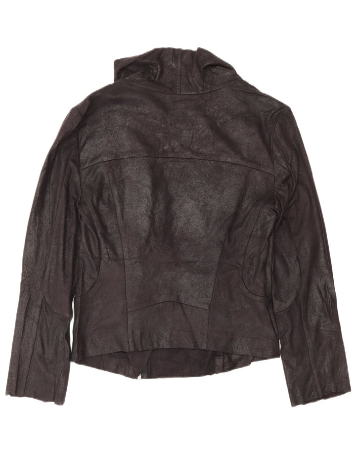 Calvin Klein Γυναικείο Faux Leather Bomber Jacket UK 10 Small Black Biker