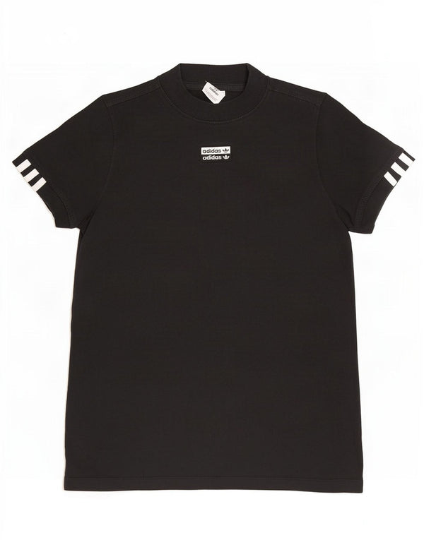 Γυναικείο γραφικό T-Shirt Adidas Top UK 10 Small μαύρο βαμβακερό