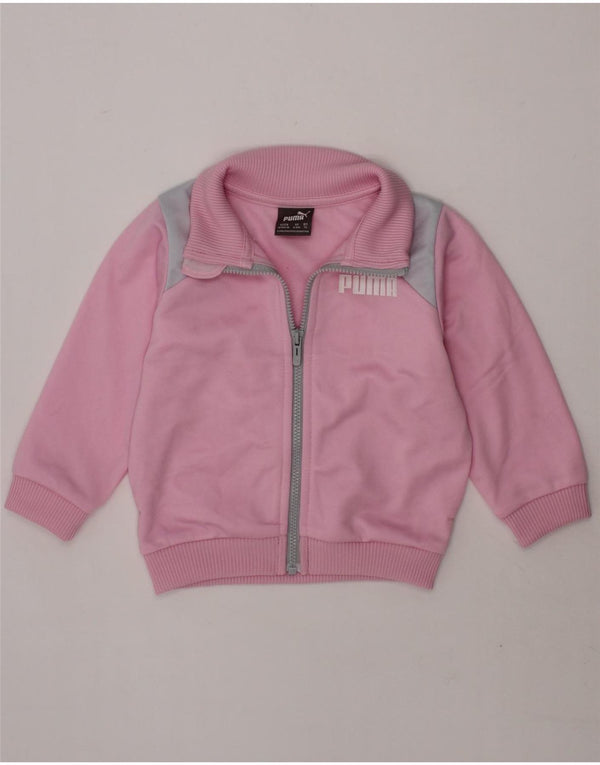 PUMA Baby Girls Graphic Tracksuit Top Jacket 6-9 Months Pink Colourblock