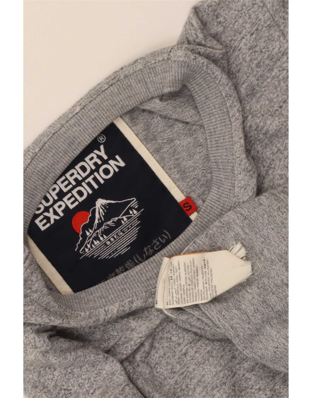 Ανδρικό γραφικό μπλουζάκι Superdry, μακρυμάνικο, μικρό γκρι βαμβακερό