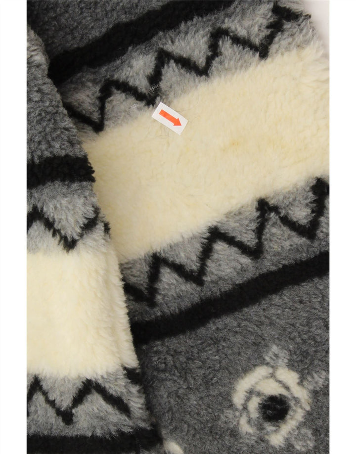 VINTAGE Γυναικείο παλτό Sherpa Windbreaker UK 20/22 2XL μπεζ ριγέ