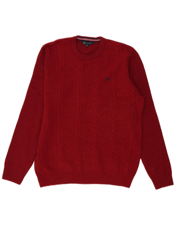 Crew Clothing Ανδρικό πουλόβερ με λαιμόκοψη, μεγάλο κόκκινο μαλλί αρνιού