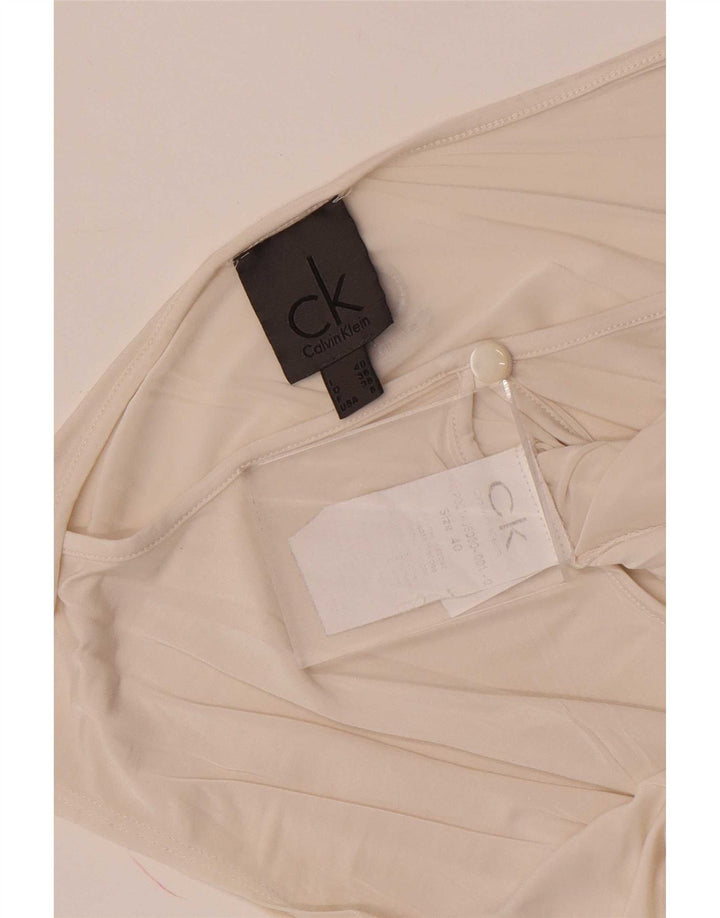 Γυναικεία αμάνικη μπλούζα Calvin Klein Top US 6 μεσαία λευκή βισκόζη