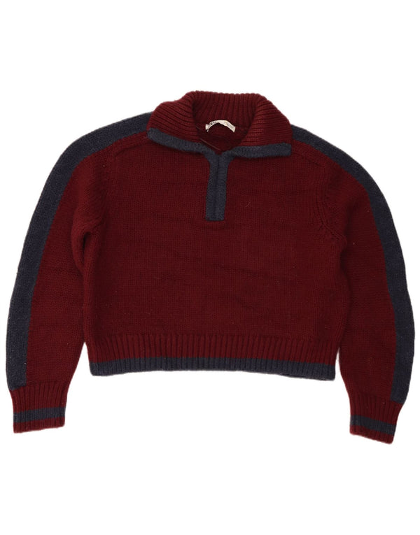 Zara γυναικείο πουλόβερ με λαιμόκοψη πόλο UK 10 Small μπορντό