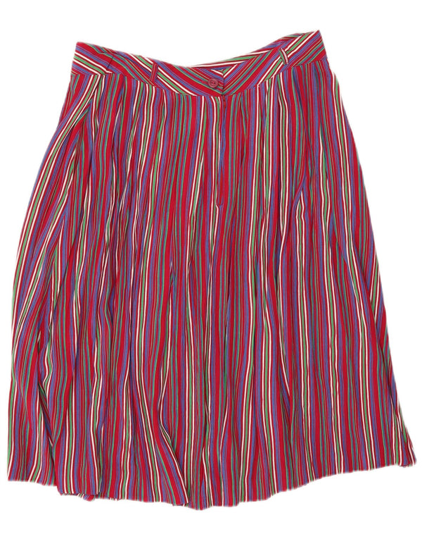 Vintage Womens Pleated Skirt IT 46 Large W28 Multicoloured Pinstripe