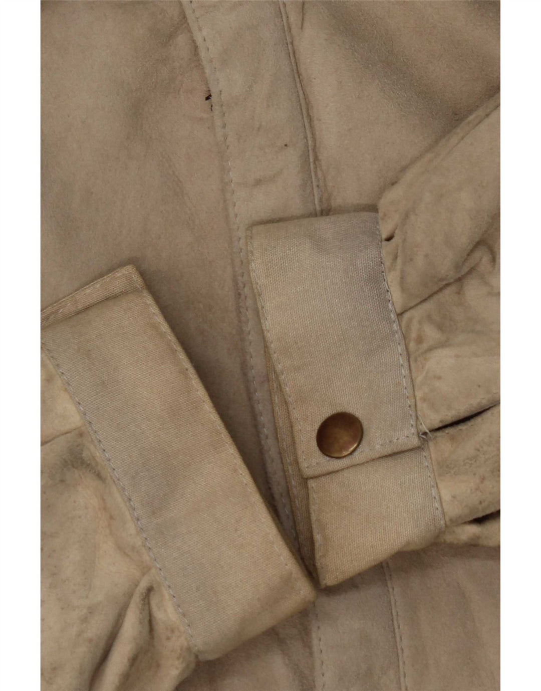 Vintage Ανδρικό Suede Racer Jacket IT 50 Large Beige Colourblock Δερμάτινο