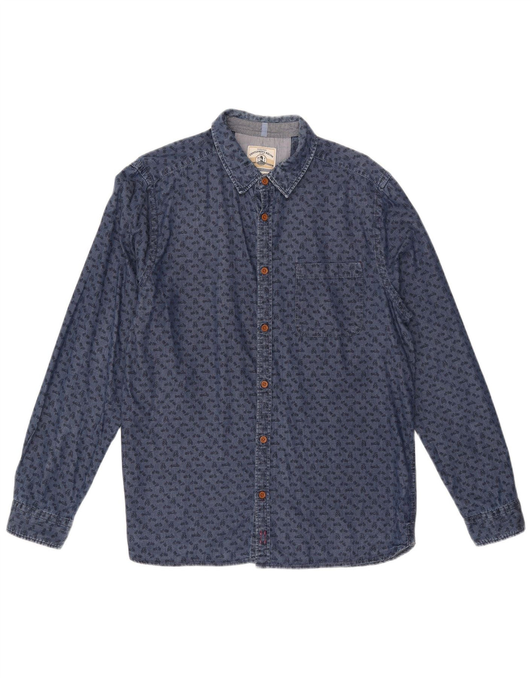 White Stuff Ανδρικό Abstract Pattern Slim Fit πουκάμισο μεγάλο μπλε βαμβακερό