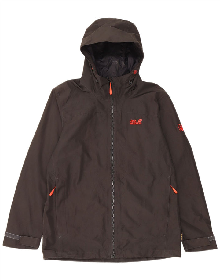 Jack Wolfskin Ανδρικό μπουφάν με κουκούλα αντιανεμικό UK 40 μεγάλο μαύρο πολυεστέρα