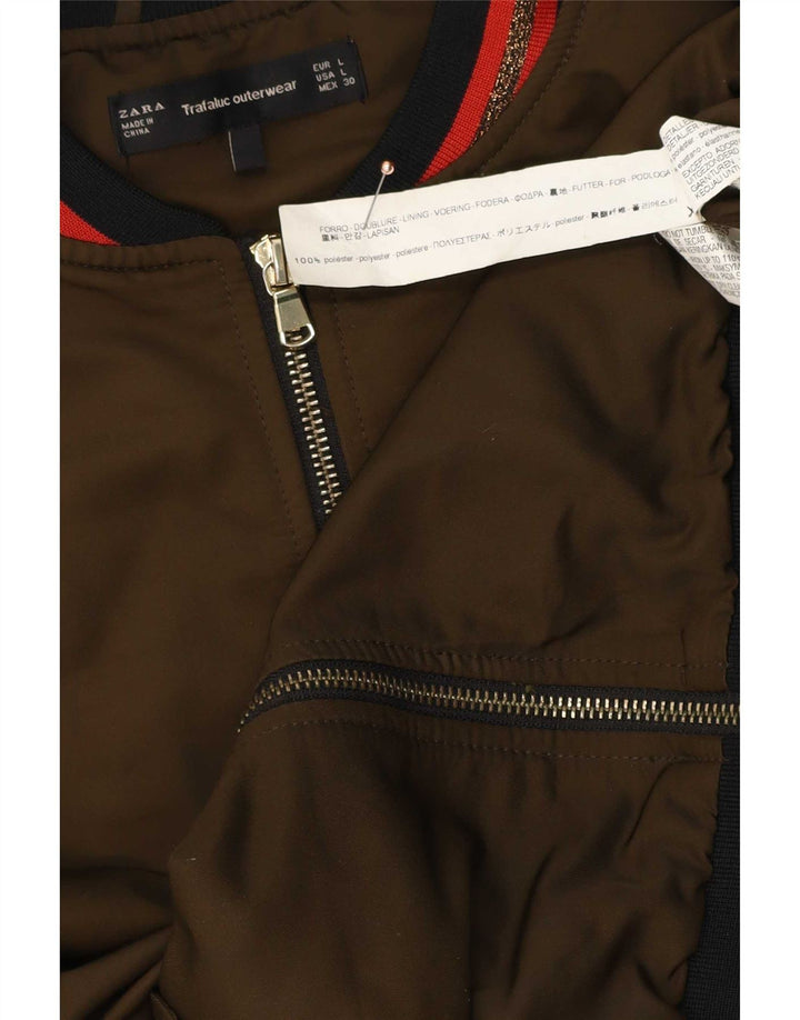 Zara Γυναικείο Bomber Jacket UK 40 Large Khaki Polyester