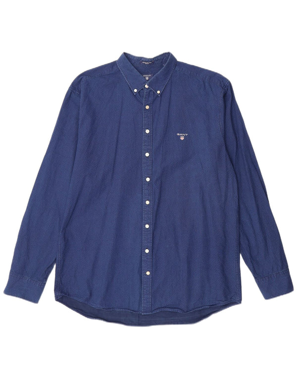 Ανδρικό πουκάμισο GANT Regular Fit Size 45/46 18 2XL Blue Geometric Cotton
