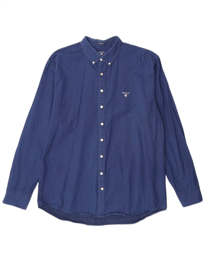 Ανδρικό πουκάμισο GANT Regular Fit Size 45/46 18 2XL Blue Geometric Cotton