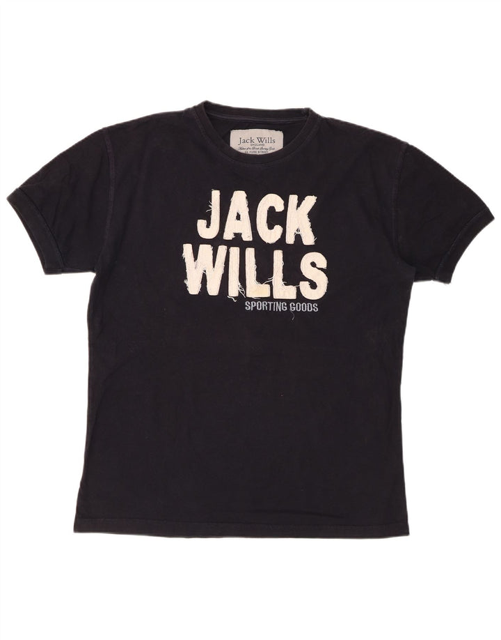 Ανδρικό γραφικό μπλουζάκι JACK WILLS Τοπ μεσαίο μαύρο βαμβακερό