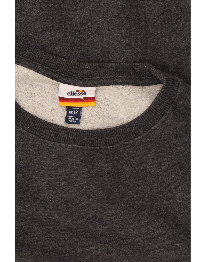 ELLESSE Womens Oversized Sweatshirt Jumper UK 12 Medium Grey Cotton Vintage Ellesse and Second-Hand Ellesse from Messina Hembry 