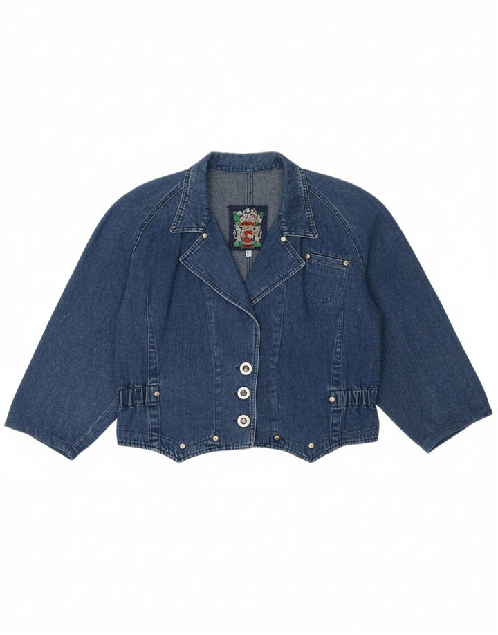 RIFLE Womens Denim 3 Button Blazer Jacket UK 16 Large Blue Cotton