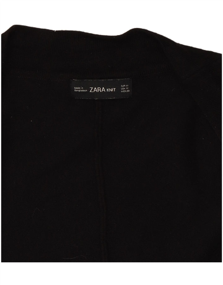 ZARA Womens 3/4 Sleeve Open Cardigan Sweater UK 14 Medium Black