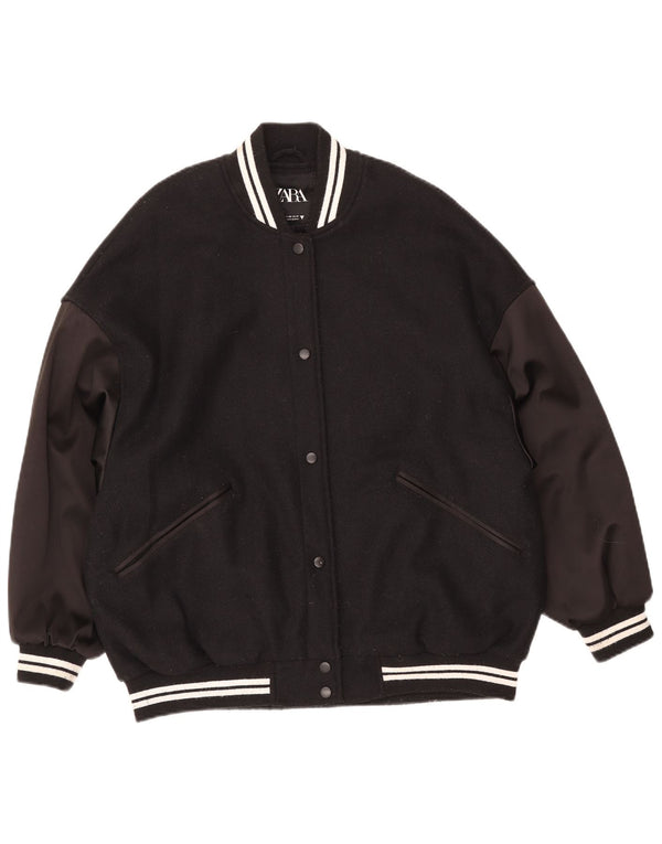 ZARA Γυναικείο Μπουφάν Varsity UK 6 XS Μαύρο Μαλλί