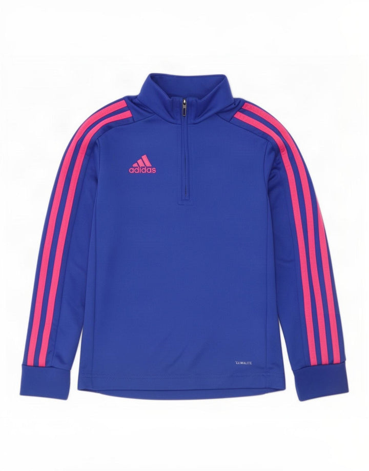 Adidas Girls Climalite φόρμα πουλόβερ με φερμουάρ 7-8 ετών μπλε