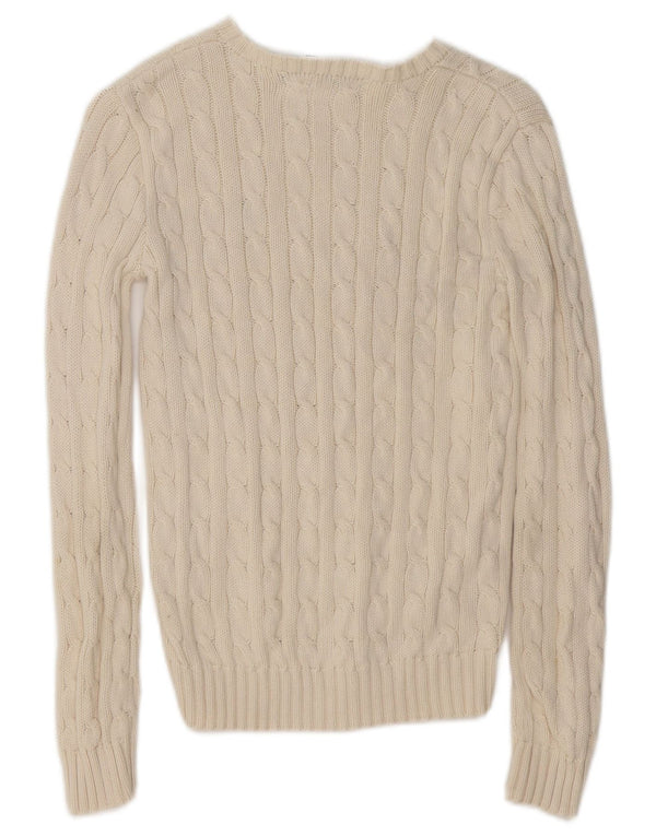 Ralph Lauren Γυναικείο πουλόβερ με λαιμόκαυστο UK 6 XS λευκό βαμβακερό