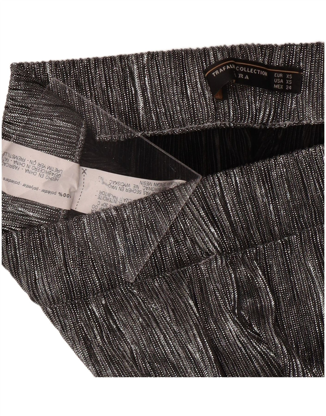 ZARA Γυναικείο Παντελόνι Κάπρι Φαρδύ XS W24 L20 Ασημί πολυεστέρας