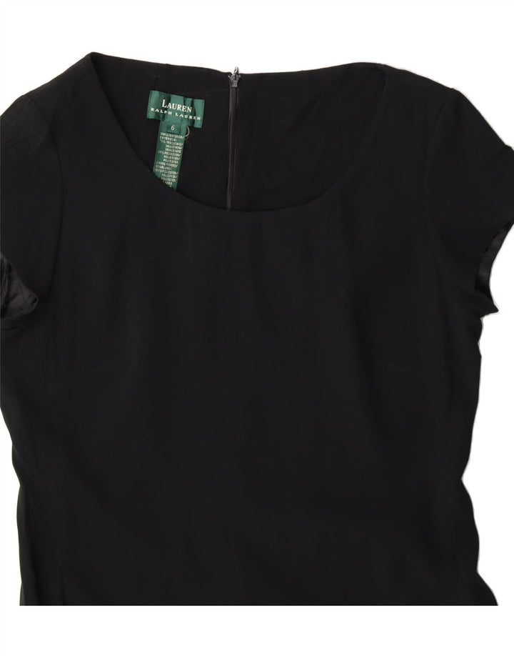 RALPH LAUREN Womens Short Sleeves Sheath Dress US 6 Medium Black Vintage Ralph Lauren and Second-Hand Ralph Lauren from Messina Hembry 