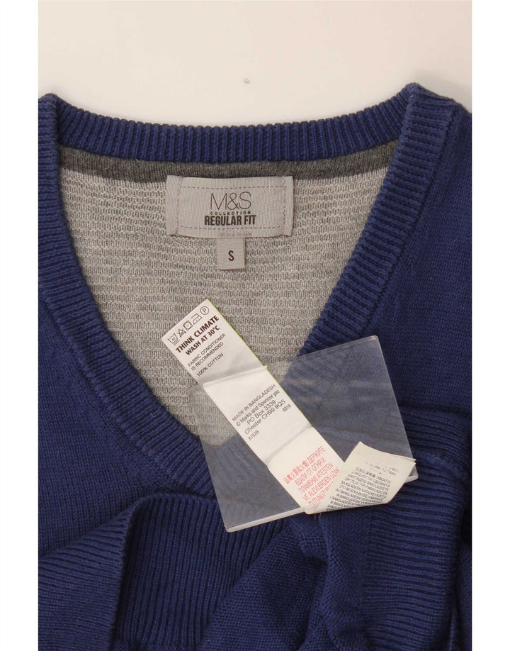 Marks & Spencer Ανδρικό γιλέκο Tank Top Small Navy Blue Cotton