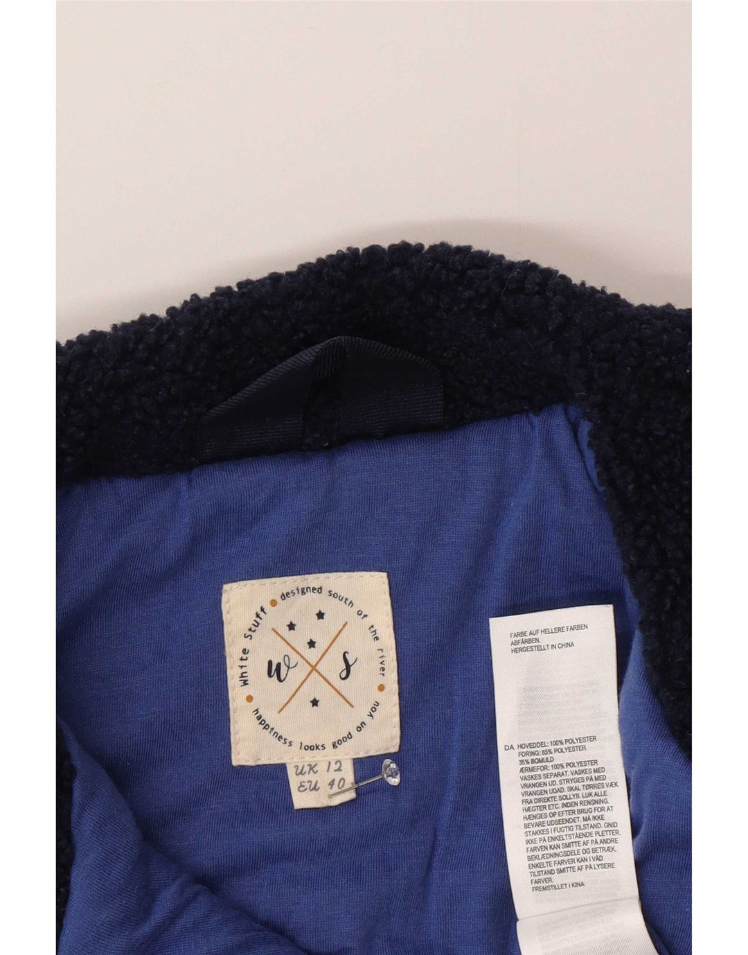 White Stuff Γυναικείο Fleece Jacket UK 12 Medium Navy Blue Polyester