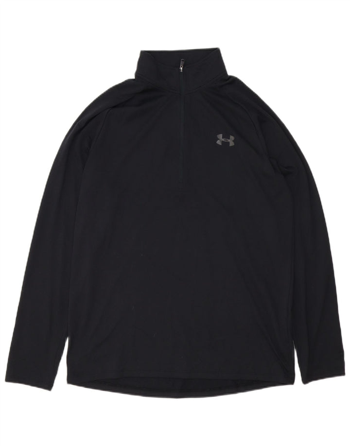 Ανδρική φόρμα αθλητικής φόρμας Under Armor Heat Gear με φερμουάρ πουλόβερ στο επάνω μέρος, μεσαίο μαύρο