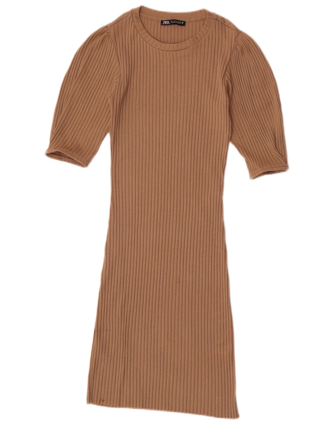 Zara Γυναικείο Φόρεμα Bodycon UK 8 Small Beige Polyester