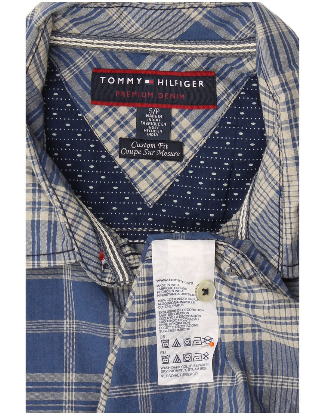 TOMMY HILFIGER Ανδρικό πουκάμισο Προσαρμοσμένης Εφαρμογής Μικρό Μπλε βαμβακερό