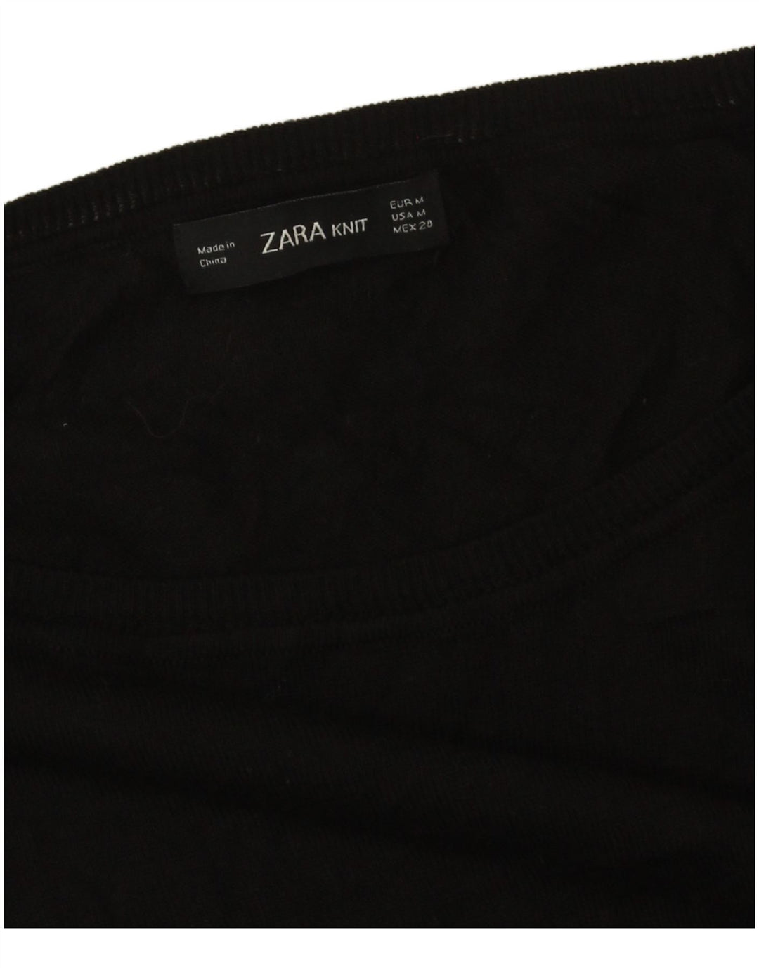 Zara Γυναικείο πουλόβερ με λαιμόκοψη μεγάλου μεγέθους UK 14 Μεσαίο Μαύρο