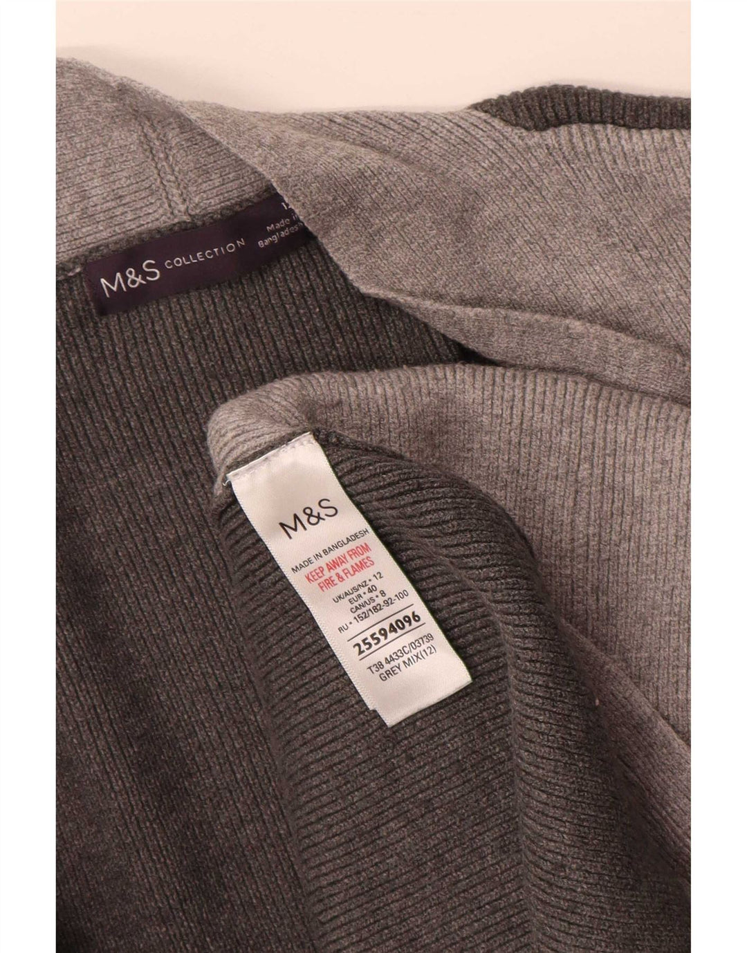 Marks & Spencer Γυναικείο πουλόβερ Longline Cardigan UK 12 Medium Grey