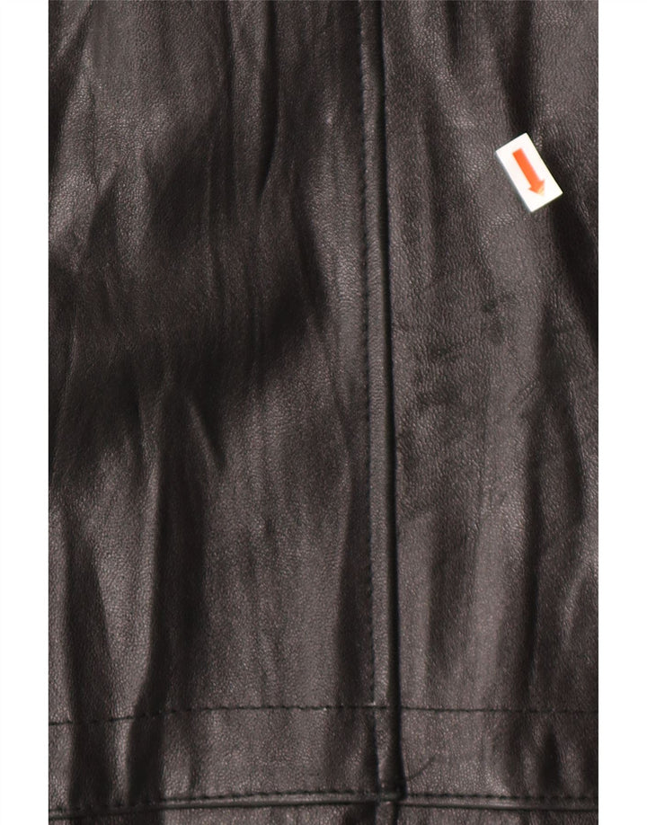 VINTAGE Ανδρικό δερμάτινο παλτό UK 38 Medium Black Leather