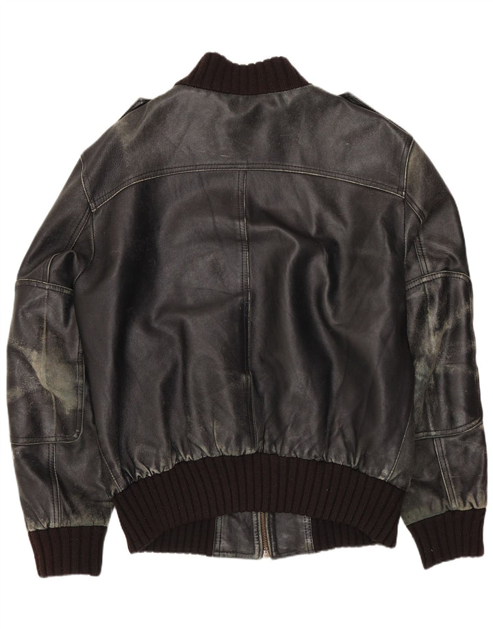 Vintage Ανδρικό Στρατιωτικό Δερμάτινο Μπουφάν UK 42 XL Μαύρο Δερμάτινο