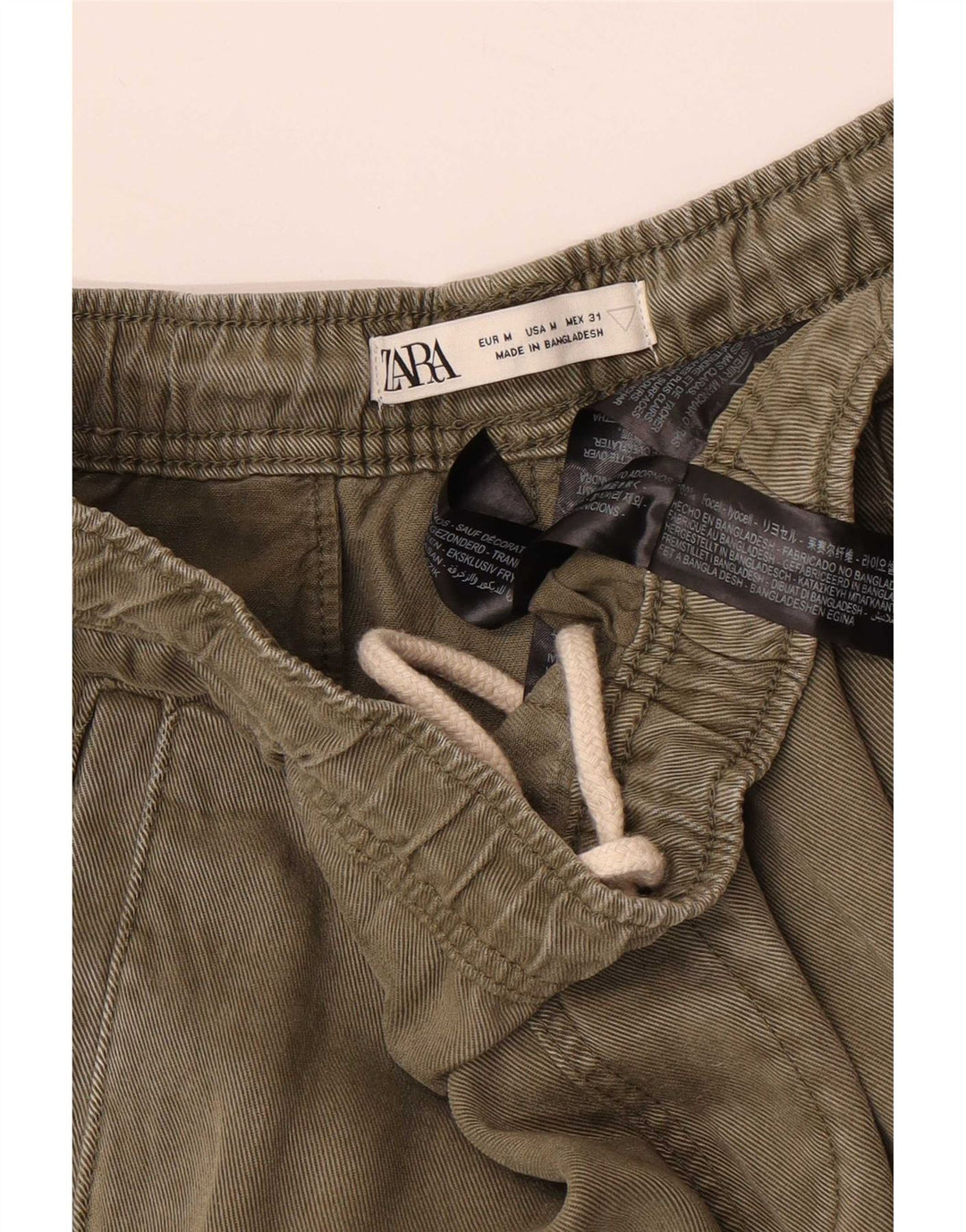 Zara Mens Joggers Cargo Παντελόνι Medium W31 L26 Khaki Lyocell