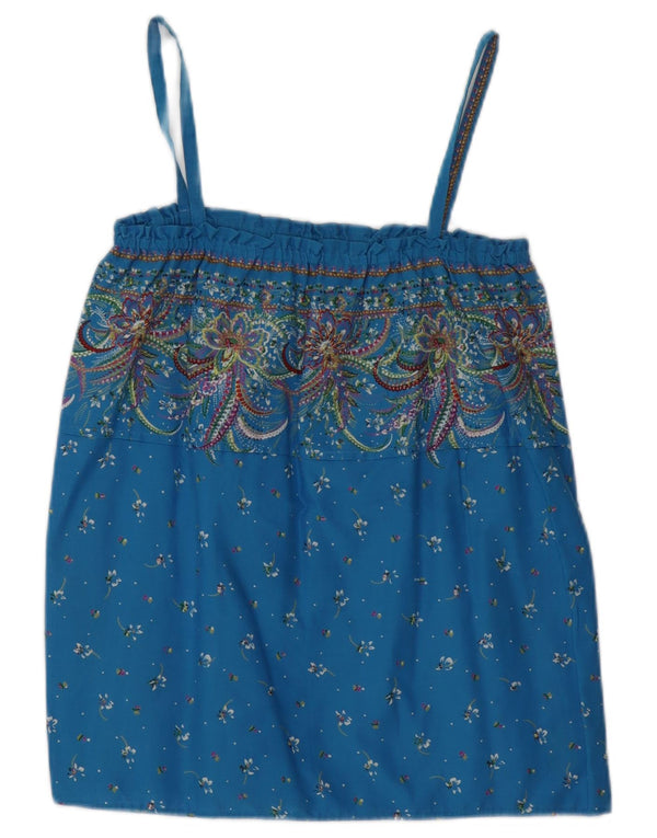 Vintage γυναικείο Cami Top UK 12 Medium Blue Floral