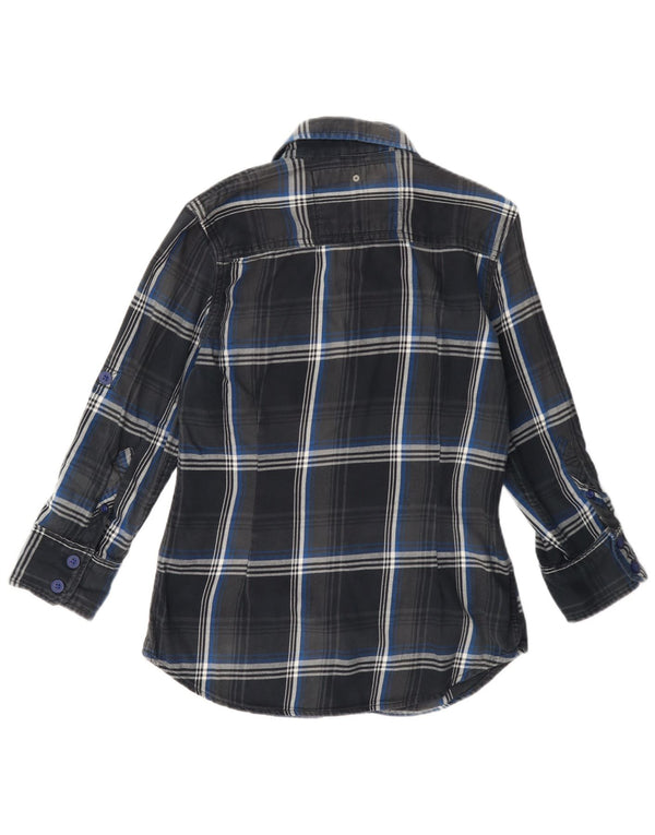 Superdry Γυναικείο Φανελένιο Πουκάμισο UK 14 Medium Navy Blue καρό βαμβακερό