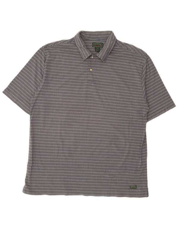 Dockers Mens Polo Shirt XL Grey Striped Cotton