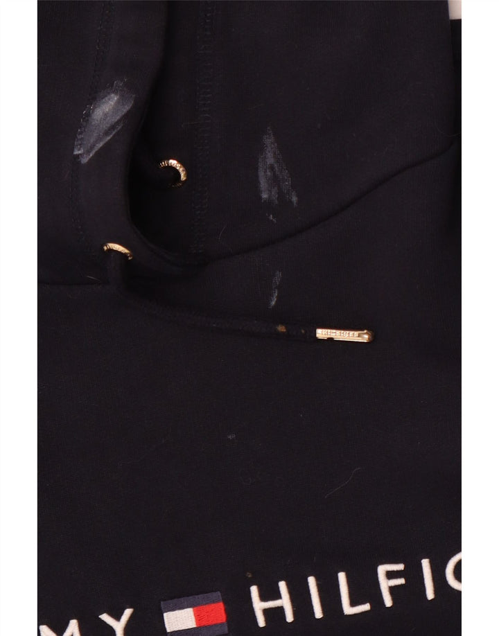 TOMMY HILFIGER Γυναικείο γραφικό φούτερ με κουκούλα UK 22 3XL Navy Blue Cotton