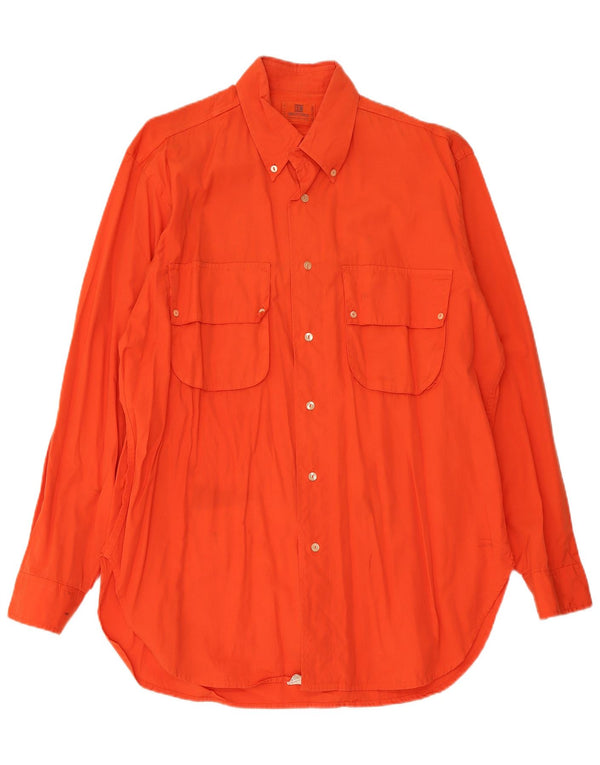 Enrico Coveri Mens Shirt Size 41 Large Orange Cotton