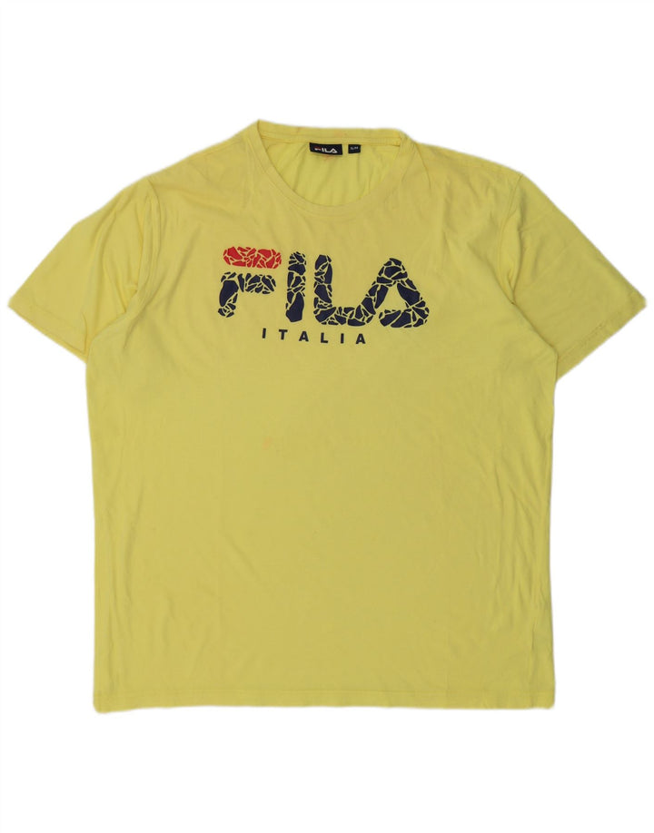 Ανδρικό γραφικό T-Shirt FILA Top XL Κίτρινο βαμβακερό