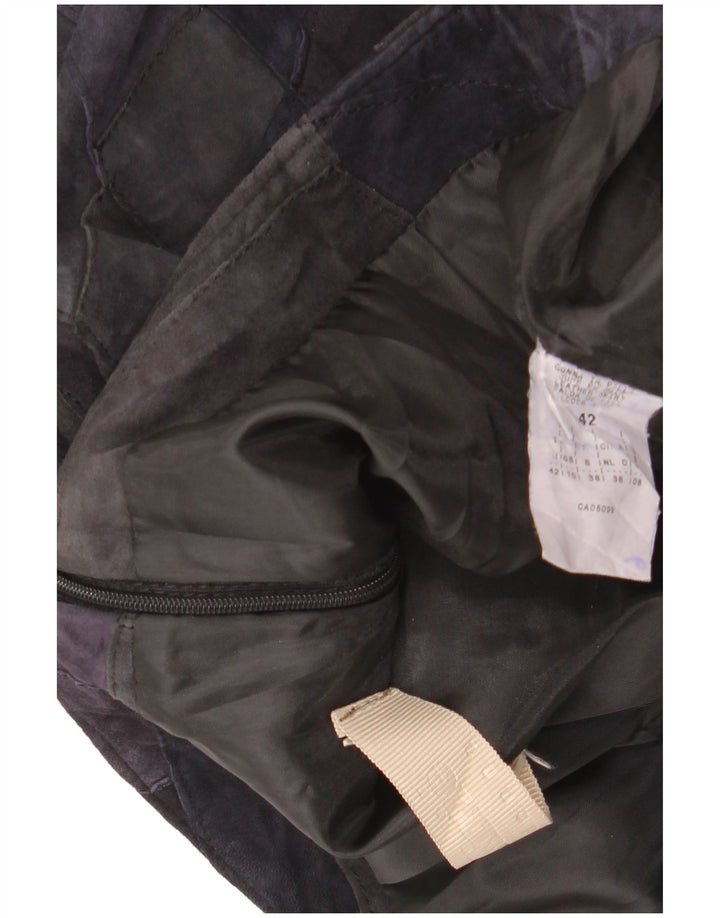 VINTAGE Γυναικεία Suede Φούστα UK 10 Small W28 Πολύχρωμο Patchwork Δερμάτινο