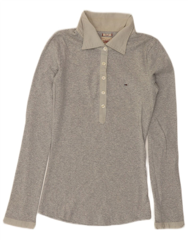 Γυναικείο μακρυμάνικο μπλουζάκι πόλο TOMMY HILFIGER UK 8 Small Grey