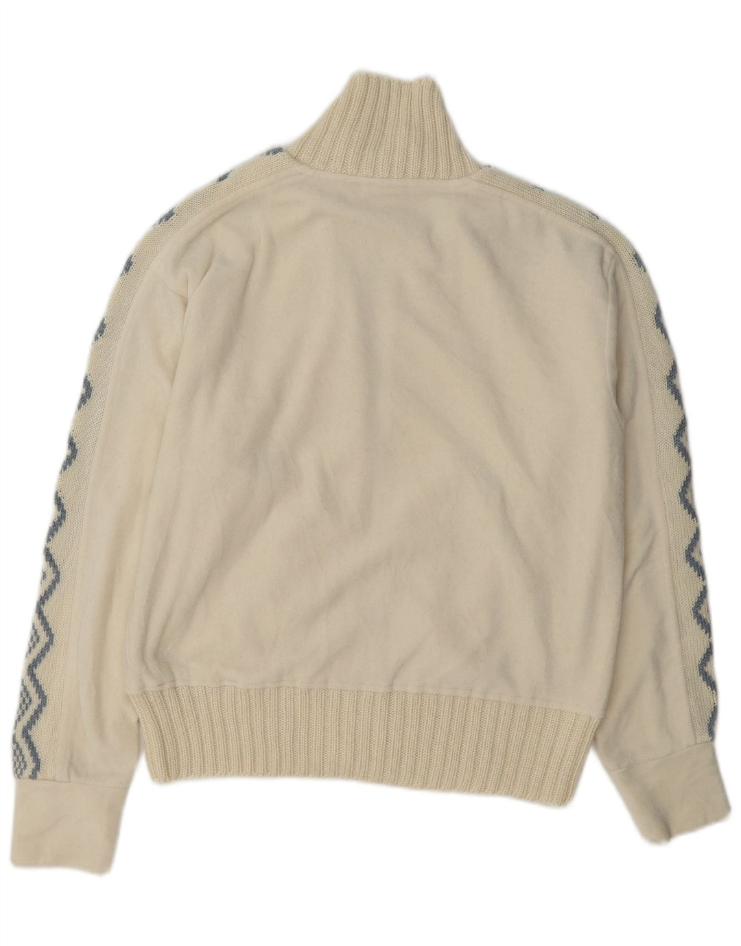 Vintage Γυναικείο Fleece Jacket UK 14 Large Off White Geometric Polyester