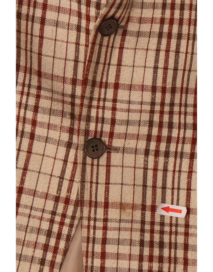 Vintage Ανδρικό σακάκι σακάκι με 2 κουμπιά UK 38 Medium Beige Check